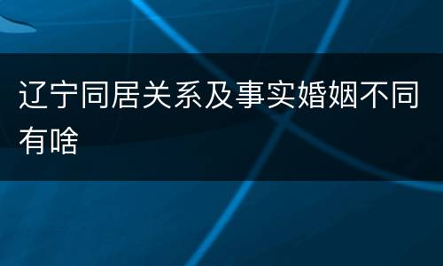 辽宁同居关系及事实婚姻不同有啥