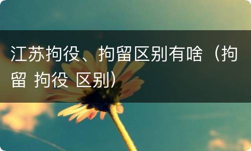 江苏拘役、拘留区别有啥（拘留 拘役 区别）
