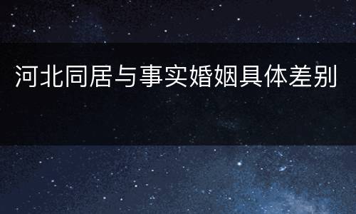 河北同居与事实婚姻具体差别