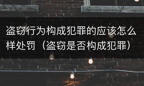 盗窃行为构成犯罪的应该怎么样处罚（盗窃是否构成犯罪）
