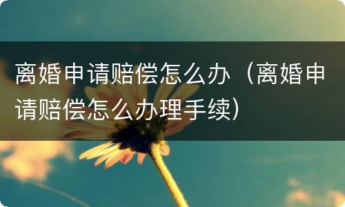 离婚申请赔偿怎么办（离婚申请赔偿怎么办理手续）