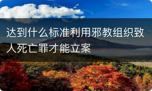 达到什么标准利用邪教组织致人死亡罪才能立案