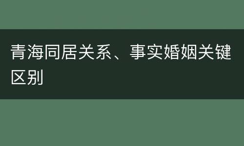 青海同居关系、事实婚姻关键区别