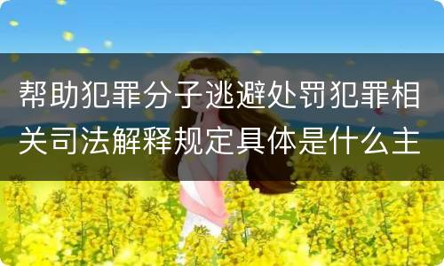 帮助犯罪分子逃避处罚犯罪相关司法解释规定具体是什么主要内容