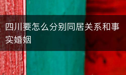 四川要怎么分别同居关系和事实婚姻