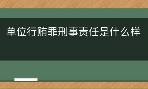 单位行贿罪刑事责任是什么样
