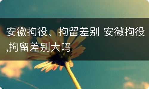 安徽拘役、拘留差别 安徽拘役,拘留差别大吗