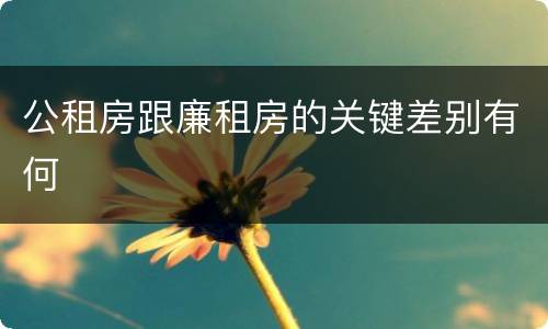 公租房跟廉租房的关键差别有何