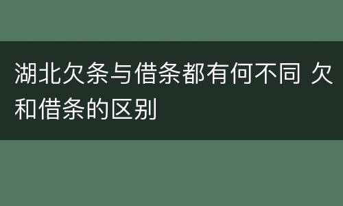 湖北欠条与借条都有何不同 欠和借条的区别