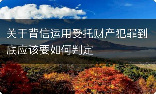 关于背信运用受托财产犯罪到底应该要如何判定