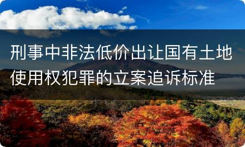 刑事中非法低价出让国有土地使用权犯罪的立案追诉标准