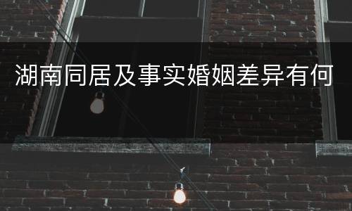 湖南同居及事实婚姻差异有何