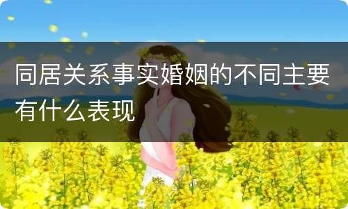 同居关系事实婚姻的不同主要有什么表现