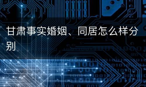 甘肃事实婚姻、同居怎么样分别