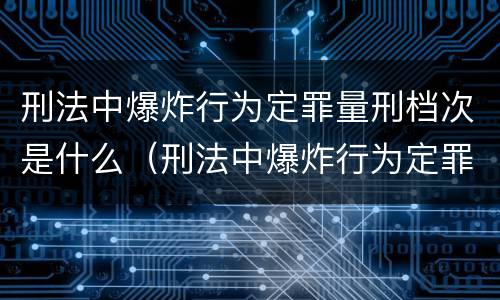 刑法中爆炸行为定罪量刑档次是什么（刑法中爆炸行为定罪量刑档次是什么意思）