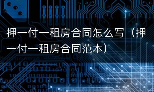 押一付一租房合同怎么写（押一付一租房合同范本）