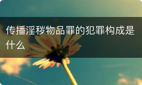 传播淫秽物品罪的犯罪构成是什么