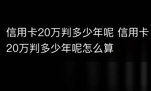 信用卡20万判多少年呢 信用卡20万判多少年呢怎么算