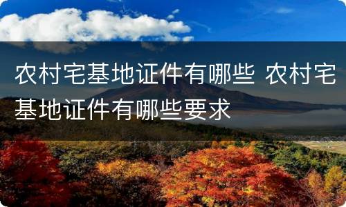 农村宅基地证件有哪些 农村宅基地证件有哪些要求