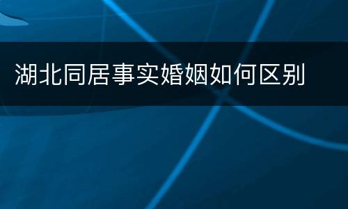 湖北同居事实婚姻如何区别