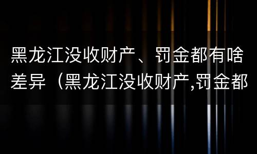 黑龙江没收财产、罚金都有啥差异（黑龙江没收财产,罚金都有啥差异呢）