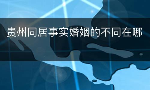 贵州同居事实婚姻的不同在哪