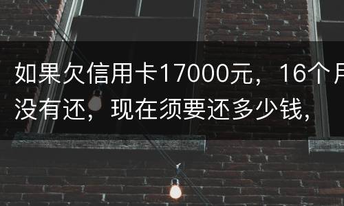 如果欠信用卡17000元，16个月没有还，现在须要还多少钱，