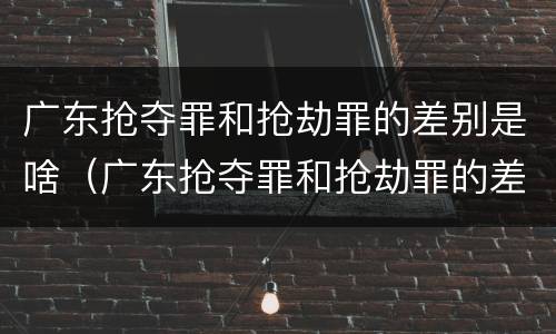 广东抢夺罪和抢劫罪的差别是啥（广东抢夺罪和抢劫罪的差别是啥呢）