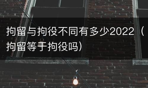拘留与拘役不同有多少2022（拘留等于拘役吗）