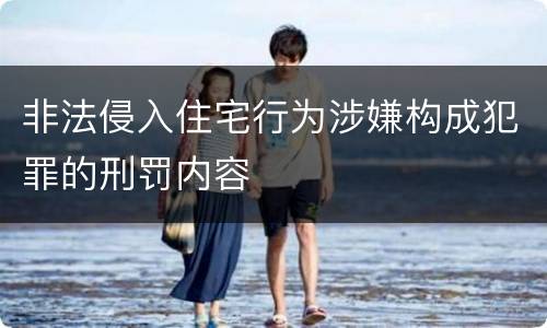 非法侵入住宅行为涉嫌构成犯罪的刑罚内容