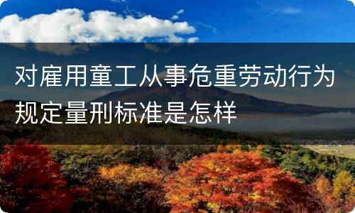 对雇用童工从事危重劳动行为规定量刑标准是怎样