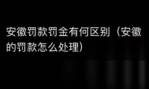 安徽罚款罚金有何区别（安徽的罚款怎么处理）