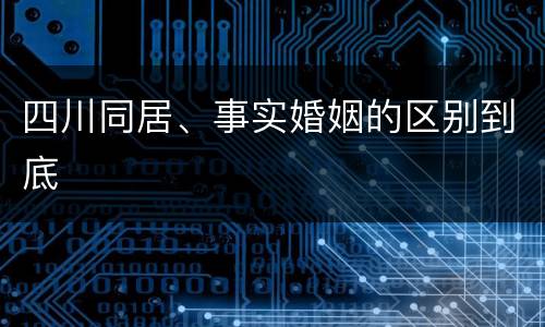 四川同居、事实婚姻的区别到底