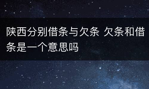 陕西分别借条与欠条 欠条和借条是一个意思吗