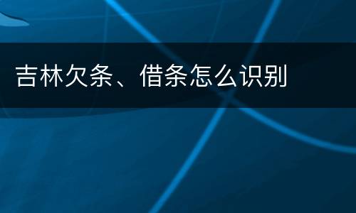 吉林欠条、借条怎么识别