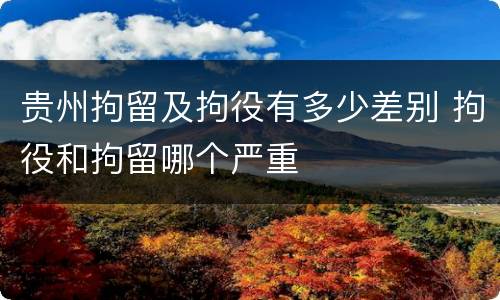 贵州拘留及拘役有多少差别 拘役和拘留哪个严重