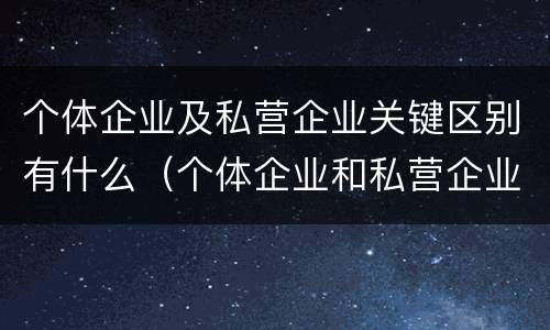 个体企业及私营企业关键区别有什么（个体企业和私营企业）