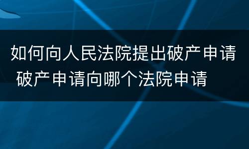 如何向人民法院提出破产申请 破产申请向哪个法院申请