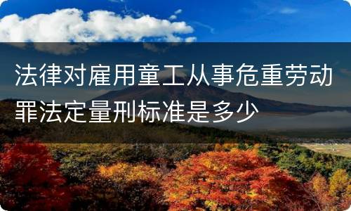 法律对雇用童工从事危重劳动罪法定量刑标准是多少