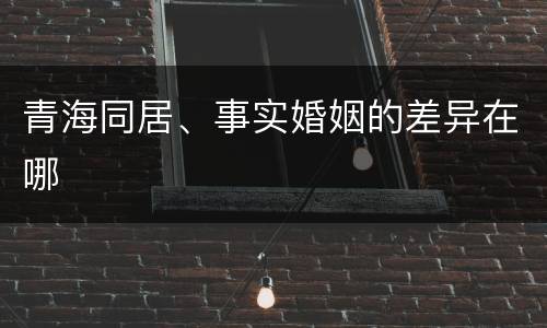 青海同居、事实婚姻的差异在哪