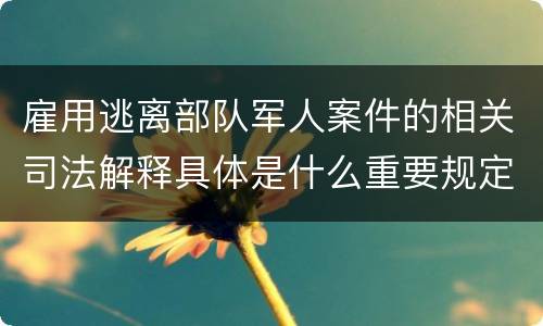 雇用逃离部队军人案件的相关司法解释具体是什么重要规定