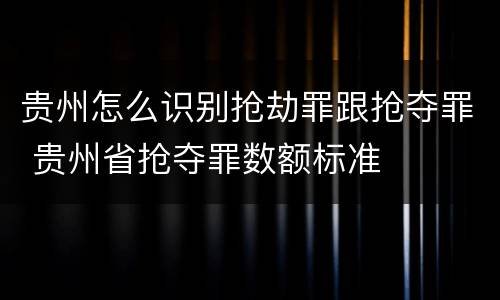 贵州怎么识别抢劫罪跟抢夺罪 贵州省抢夺罪数额标准