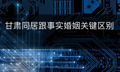 甘肃同居跟事实婚姻关键区别