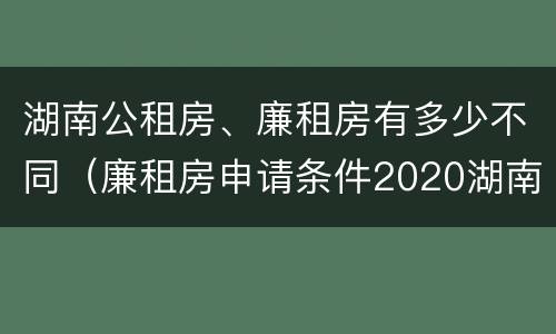 湖南公租房、廉租房有多少不同（廉租房申请条件2020湖南）