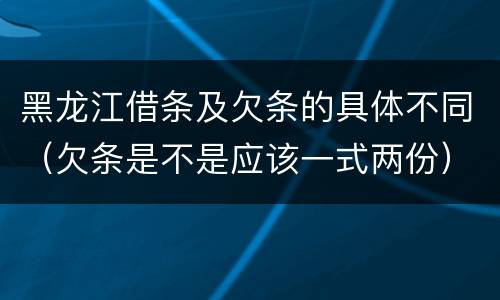 黑龙江借条及欠条的具体不同（欠条是不是应该一式两份）