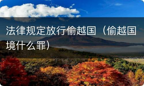 法律规定放行偷越国（偷越国境什么罪）