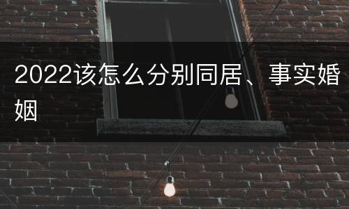 2022该怎么分别同居、事实婚姻