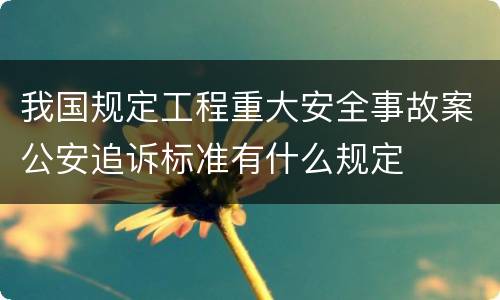 我国规定工程重大安全事故案公安追诉标准有什么规定