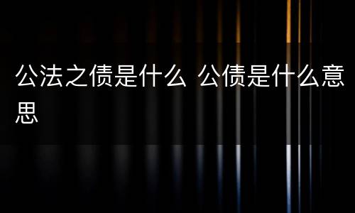 公法之债是什么 公债是什么意思