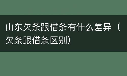 山东欠条跟借条有什么差异（欠条跟借条区别）